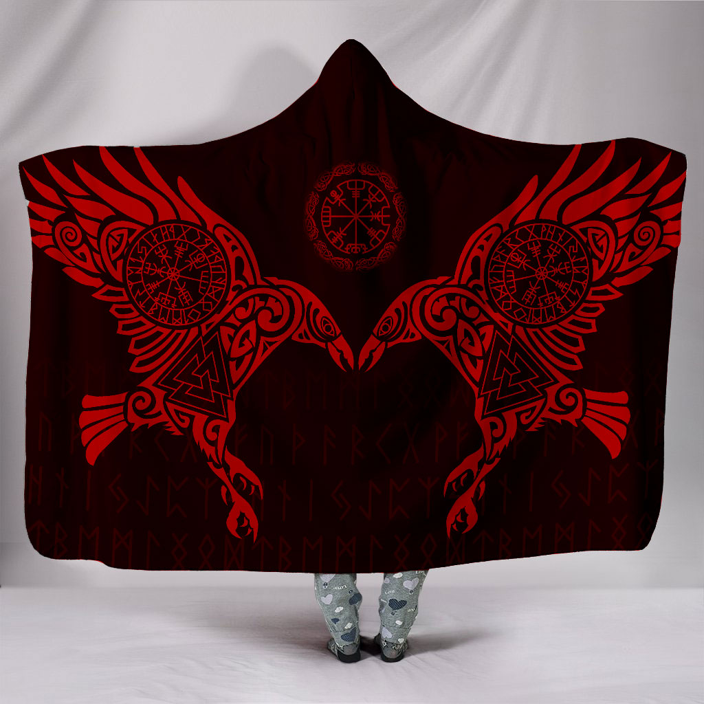 Viking Style Hooded Blanket The Raven of Odin Tattoo