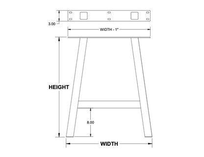 Customizable A Tube Table Leg - Raw Steel