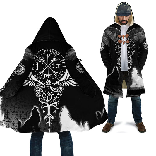 VikingStyle Clothing - Raven and Wolf of Odin Cloak A35