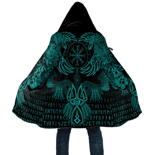 Viking Style Cloak Raven Of Odin Cyan A15