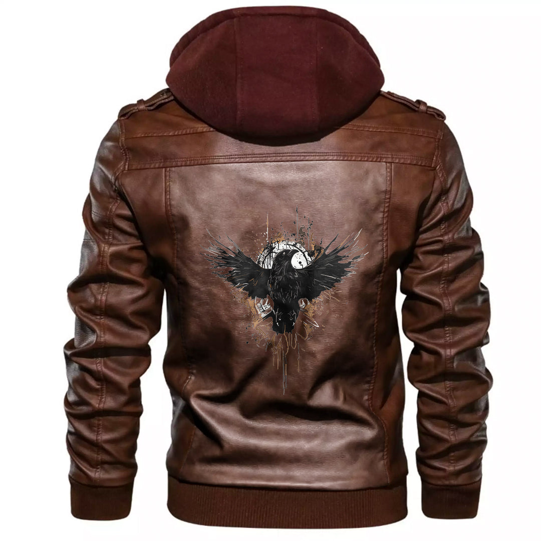 Viking Style - Crow Raven Norse Mythology Viking Vikings Nordic Bird Leather Jacket A35