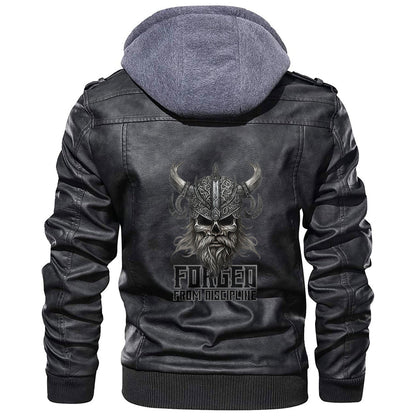 Viking Style - FORGED From Discipline Viking Skull Warrior Graphic Premium Leather Jacket A35