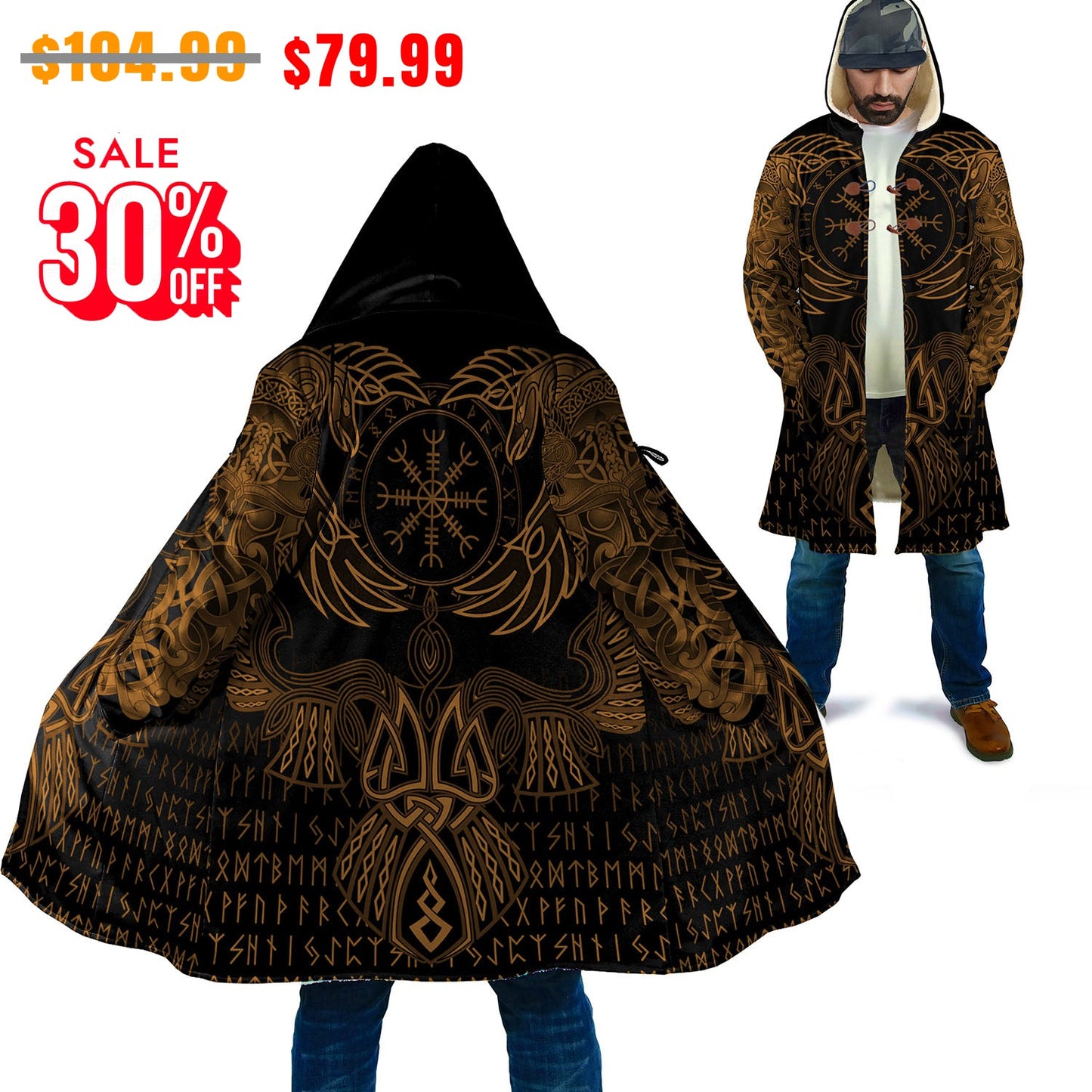 Viking Style Cloak Raven Of Odin Cyan A35