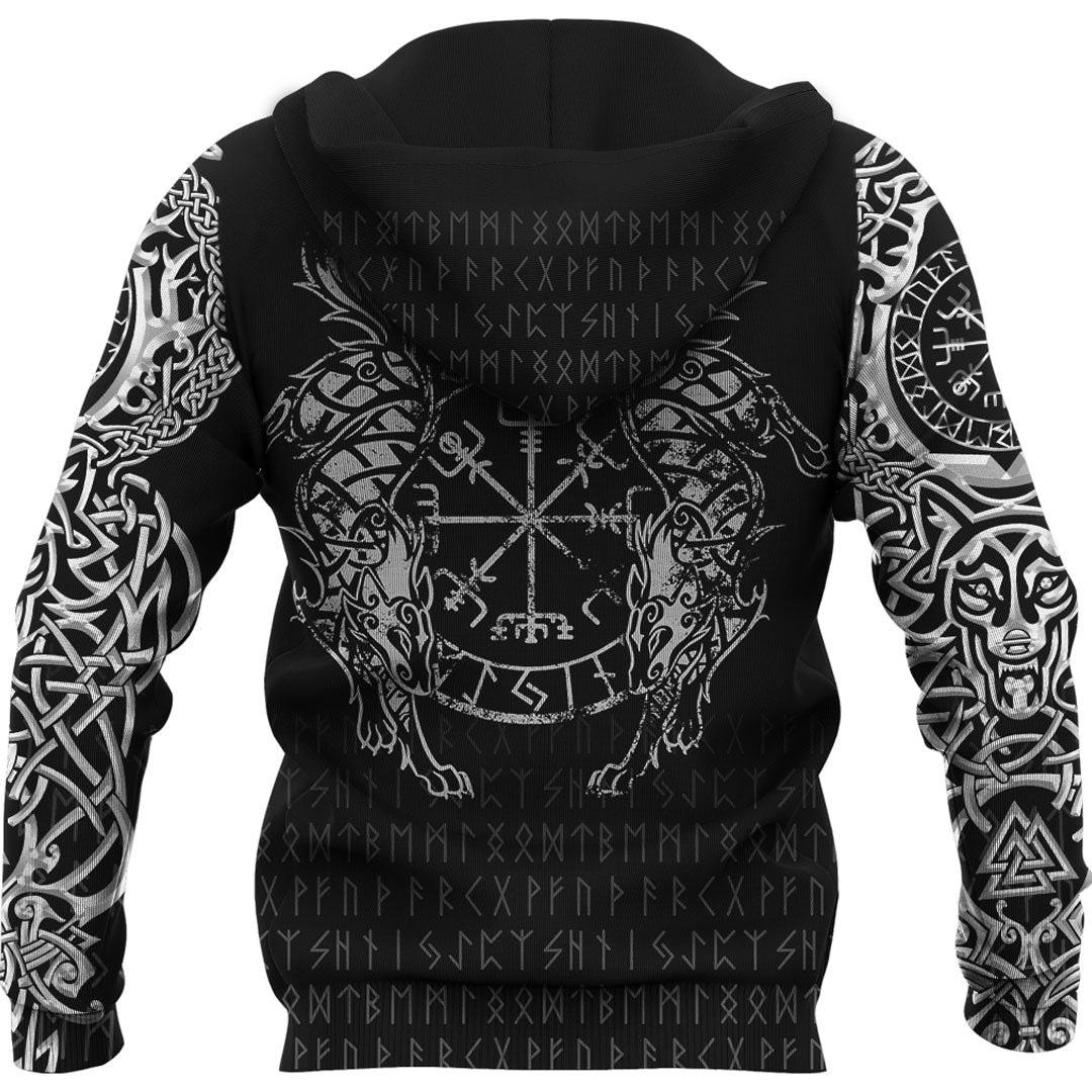 Viking Style Hoodie - Viking Compass Vegvisir Tattoo Hoodie A7