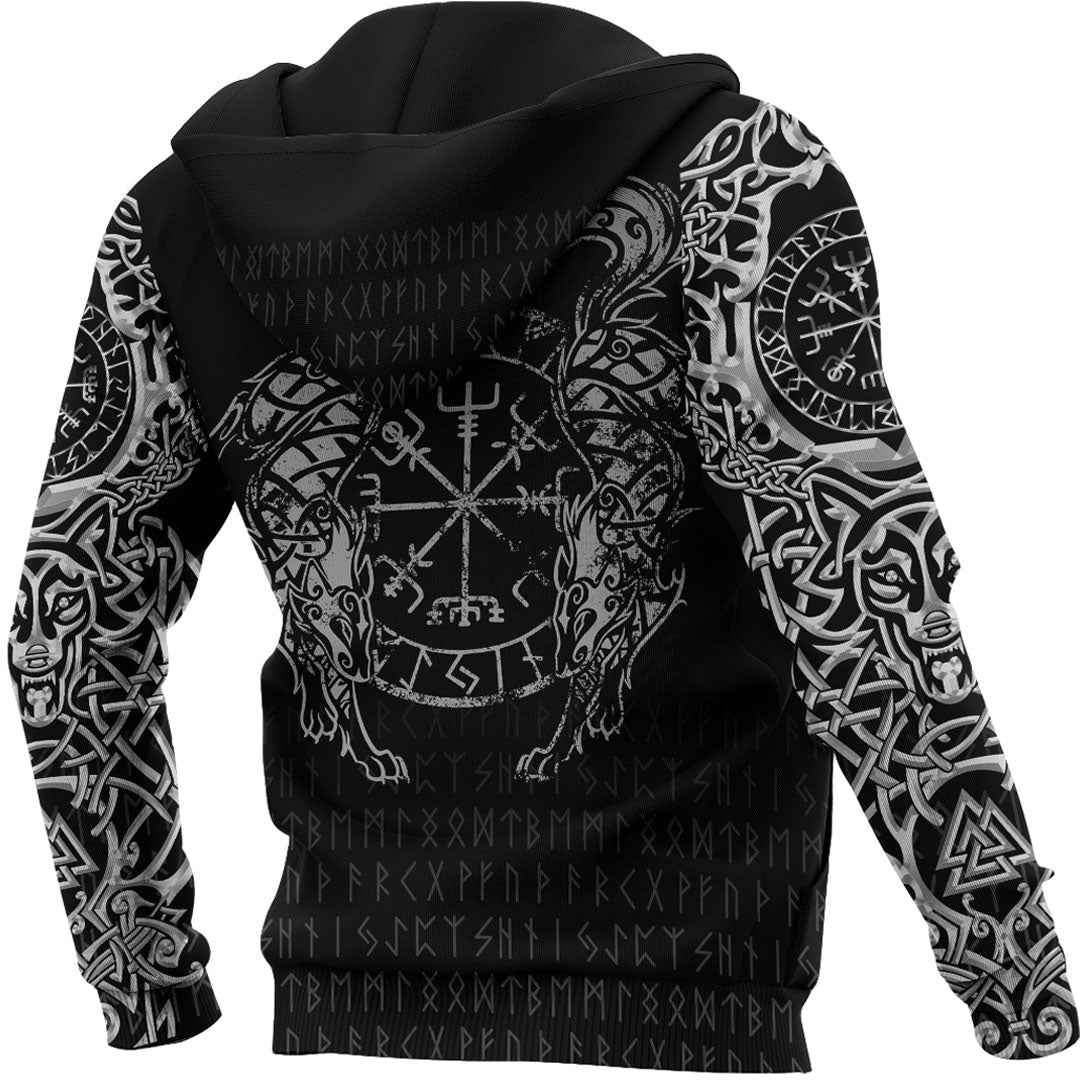 Viking Style Hoodie - Viking Compass Vegvisir Tattoo Hoodie A7