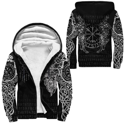 VikingStyle Clothing - Viking Compass Vegvisir Tattoo Sherpa Hoodie A7