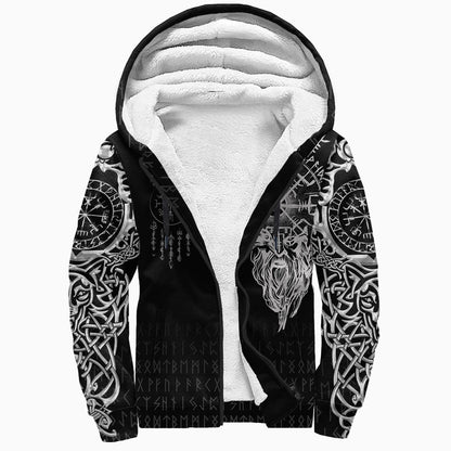 VikingStyle Clothing - Viking Compass Vegvisir Tattoo Sherpa Hoodie A7