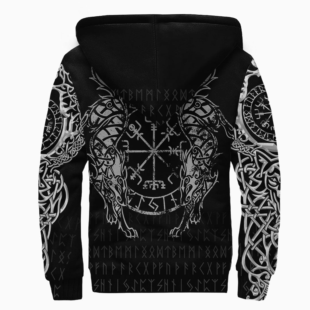 VikingStyle Clothing - Viking Compass Vegvisir Tattoo Sherpa Hoodie A7