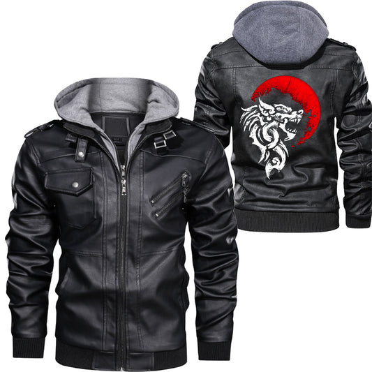 Viking Style -  Viking Fenrir Wolf Blood Moons Leather Jacket A35