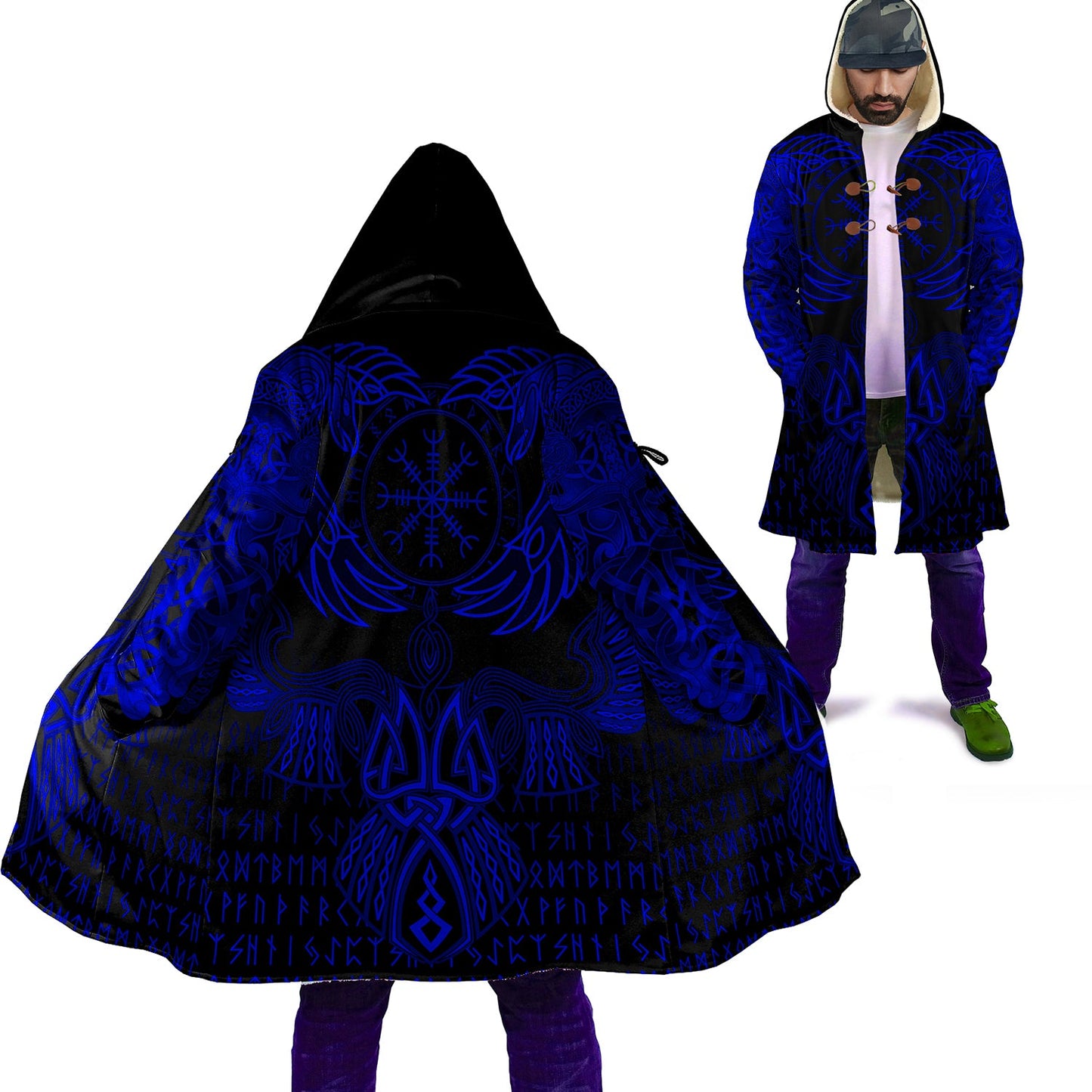 Viking Style Cloak Raven Of Odin Cyan A15