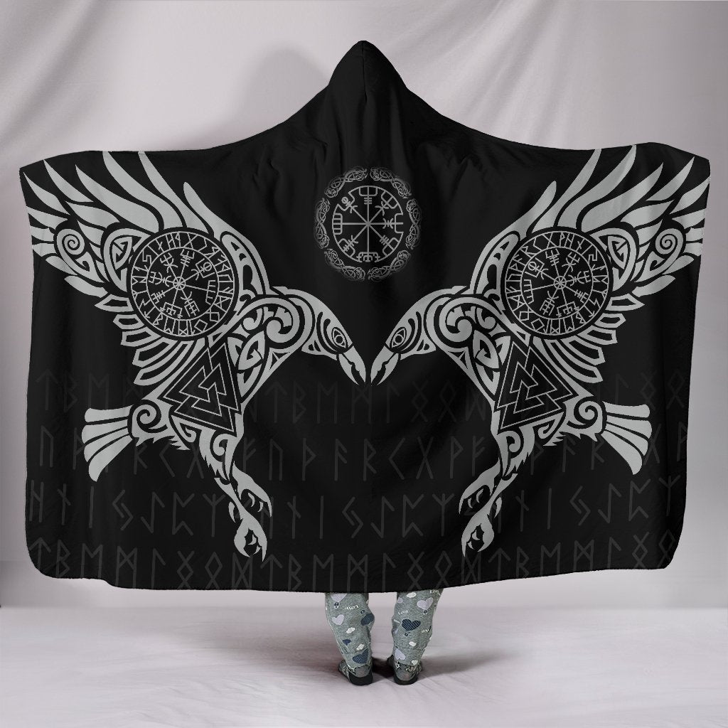 Viking Style Hooded Blanket The Raven of Odin Tattoo