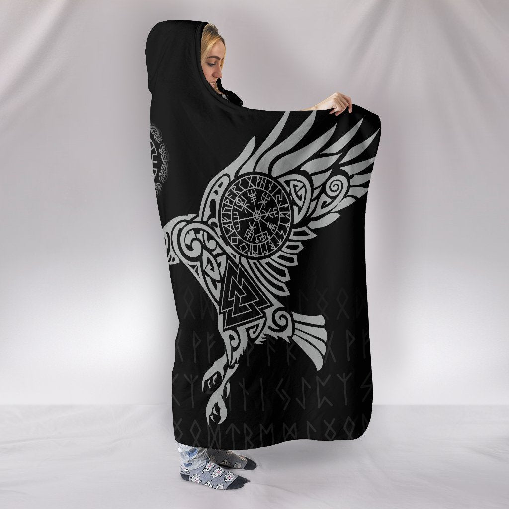 Viking Style Hooded Blanket The Raven of Odin Tattoo