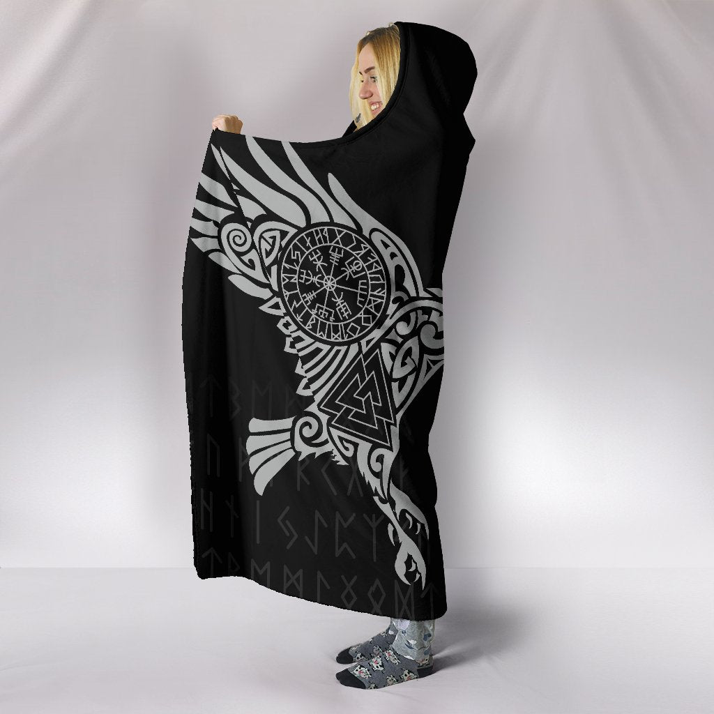 Viking Style Hooded Blanket The Raven of Odin Tattoo