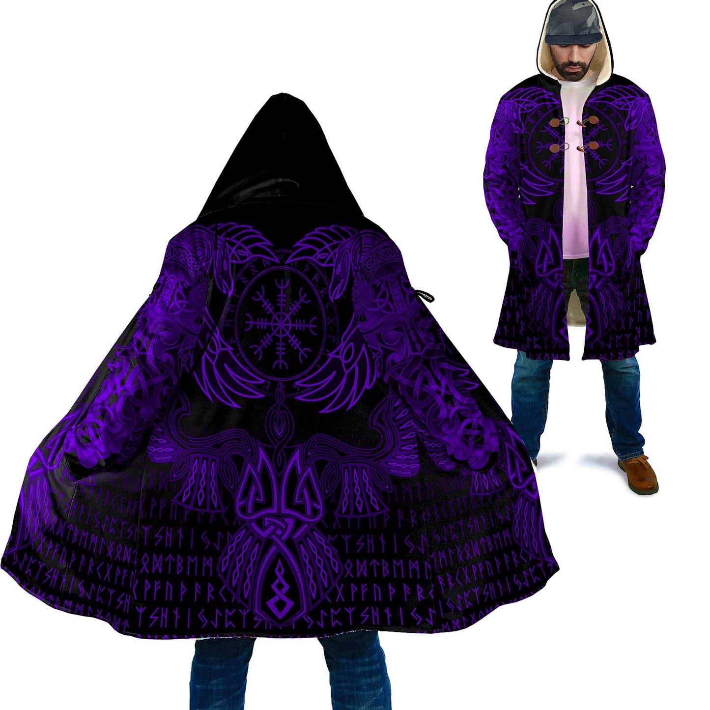 Viking Style Cloak Raven Of Odin Cyan A15