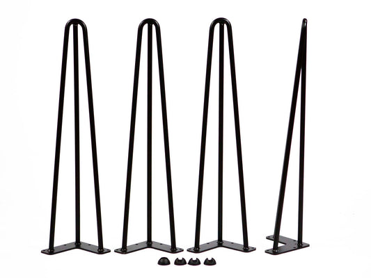 Hairpin Legs 22", 3-Rod, Set/4, Black Powder Coated, Heavy Duty #W5032B4