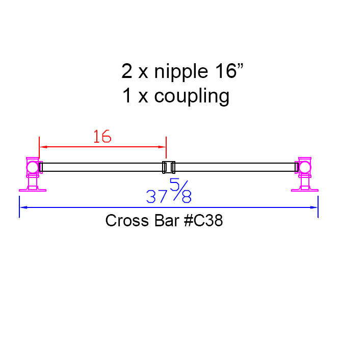 H28", Pipe Table Legs for Dining Table, 1 Set, #BKT2828C