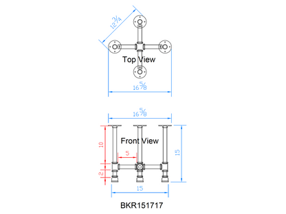 H15", Pipe Table Legs for Round Coffee Table, 1 Set, #BKR15