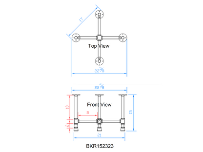 H15", Pipe Table Legs for Round Coffee Table, 1 Set, #BKR15