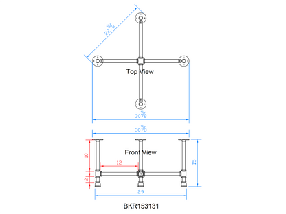 H15", Pipe Table Legs for Round Coffee Table, 1 Set, #BKR15